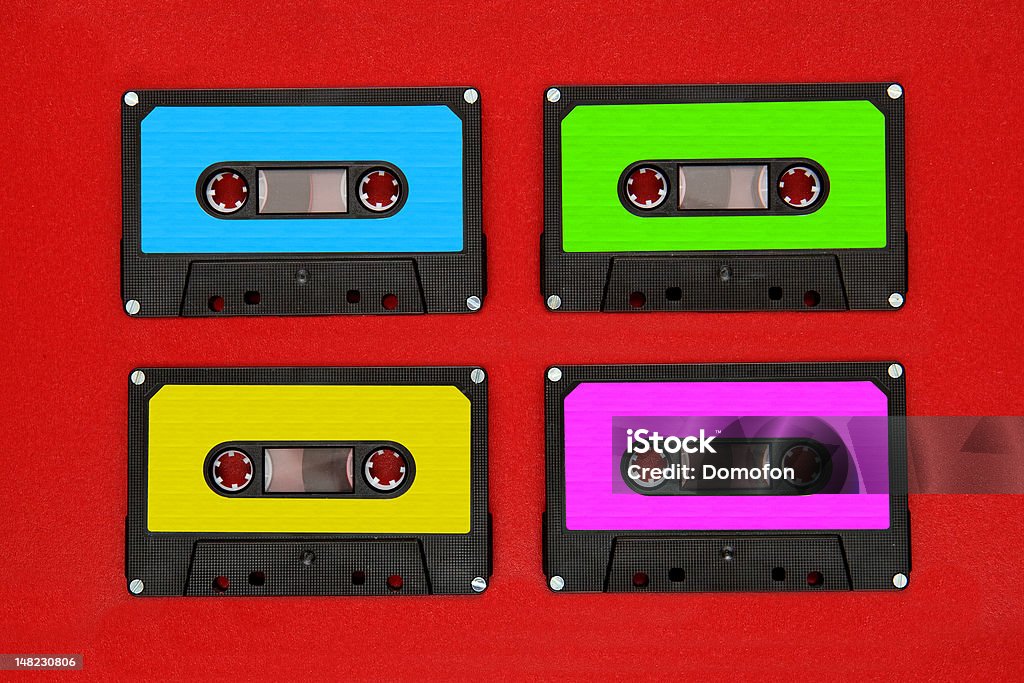 Quatre colores ruban cassettes - Photo de 1970-1979 libre de droits