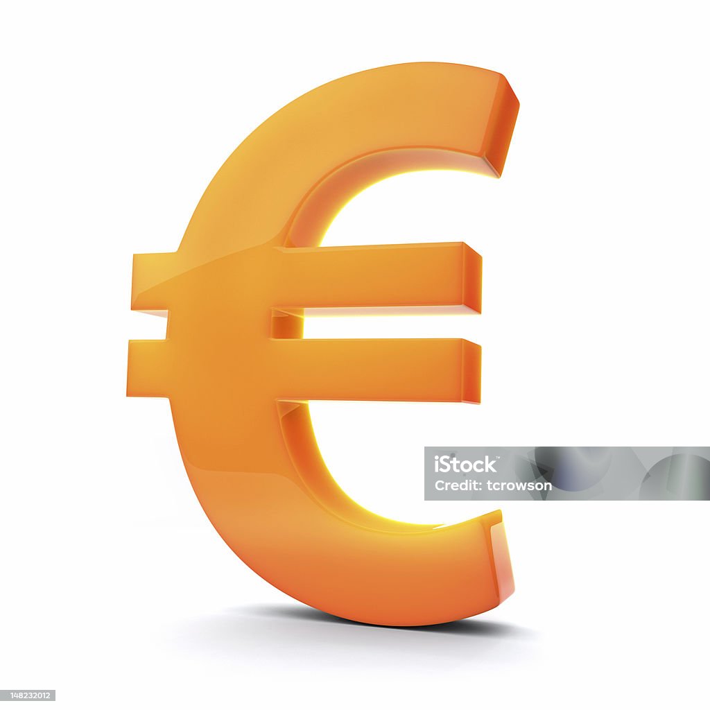 3 D Symbole de l'Euro, orange Coloration. - Photo de Activité bancaire libre de droits