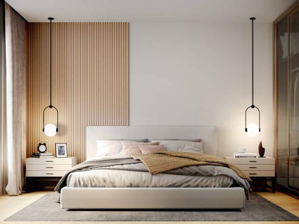 Interior Bedroom Wall Mockup - 3d Rendering, 3d Illustration