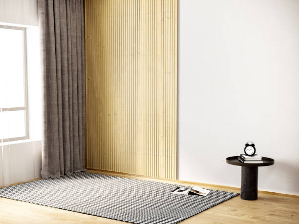 istock Modern empty room interior and furniture decoration mock up and wall pattern background. 3d rendering 1482326490
