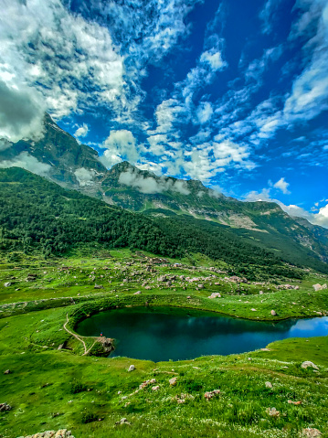 Spoon Lake, or Shounter Lake, is a high-altitude lake in Neelum Valley, Azad Kashmir Pakistan. Elevation of  10,200 feet and surrounded by Hari Parbat mountains and lush green  alpine meadows.