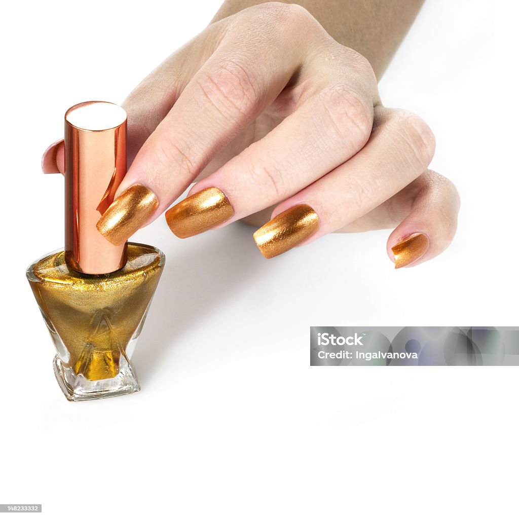 Goldener Nagellack - Lizenzfrei Acrylmalerei Stock-Foto