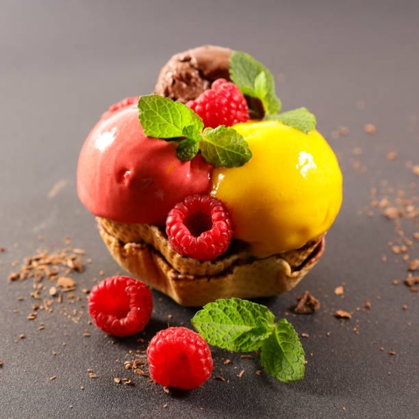 delicious ice cream with fresh fruits
