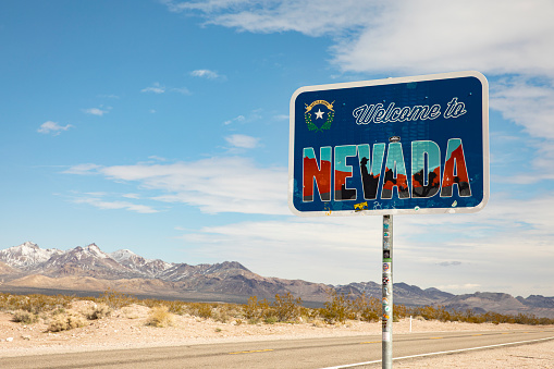 Nevada/California border, USA- March 2023: \