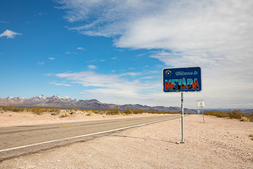 Nevada/California border, USA- March 2023: \