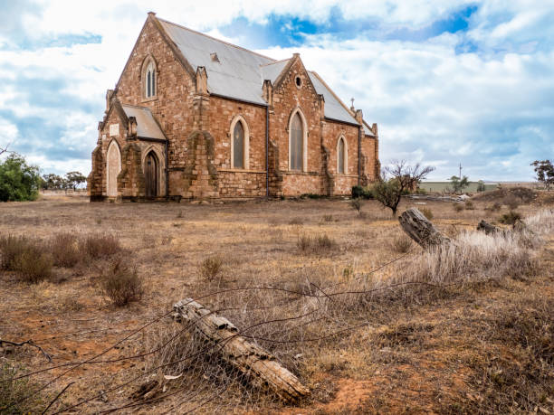 istock Deserted outback church in open land 1482334752