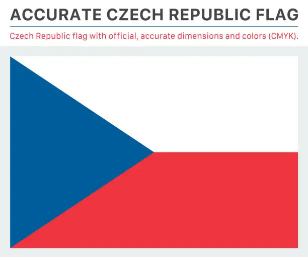Vector illustration of Czech Flag (Official CMYK Colors, Official Specifications)
