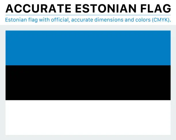 Vector illustration of Estonian Flag (Official CMYK Colors, Official Specifications)