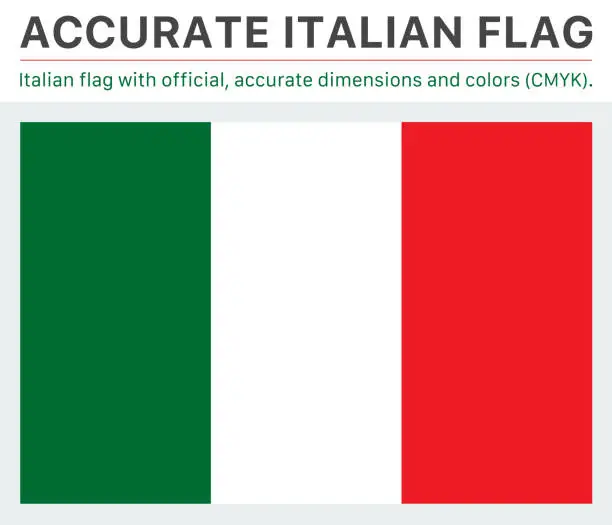 Vector illustration of Italian Flag (Official CMYK Colors, Official Specifications)