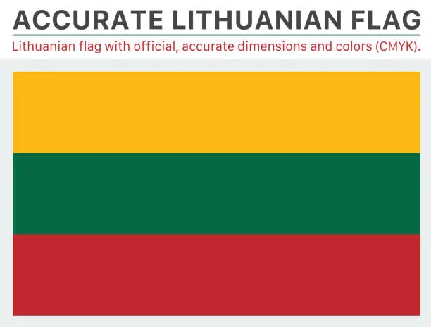 Vector illustration of Lithuanian Flag (Official CMYK Colors, Official Specifications)