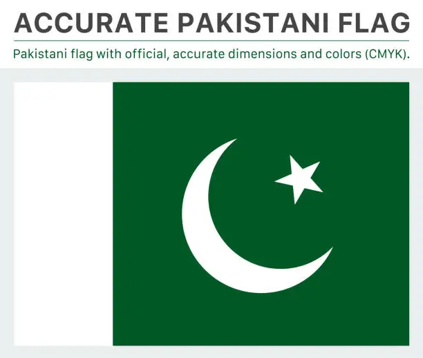 Vector illustration of Pakistani Flag (Official CMYK Colors, Official Specifications)