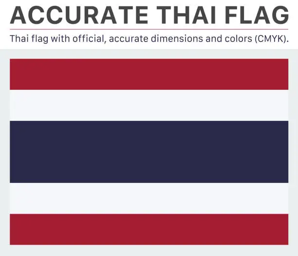 Vector illustration of Thai Flag (Official CMYK Colors, Official Specifications)