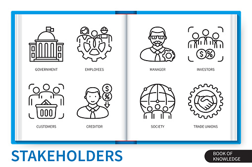 istock Stakeholders infographics linear icons collection 1482336225
