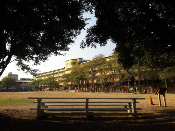 istock Placed on campus. Sturdy galvanized steel portable stands. Let students watch the game. Shooting in the sunset. Panorama image 1482344703