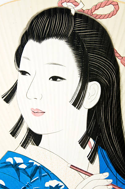istock Old japanese paper fan 148234596