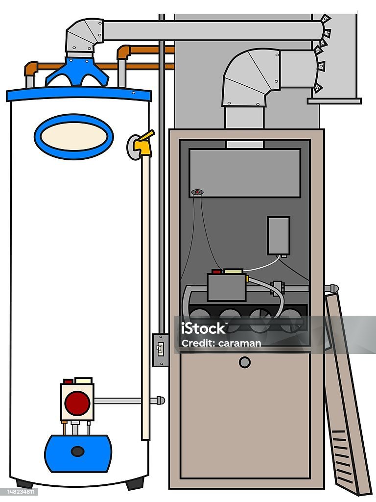 Печь и вода Обогреватель - Стоковые иллюстрации Печь роялти-фри