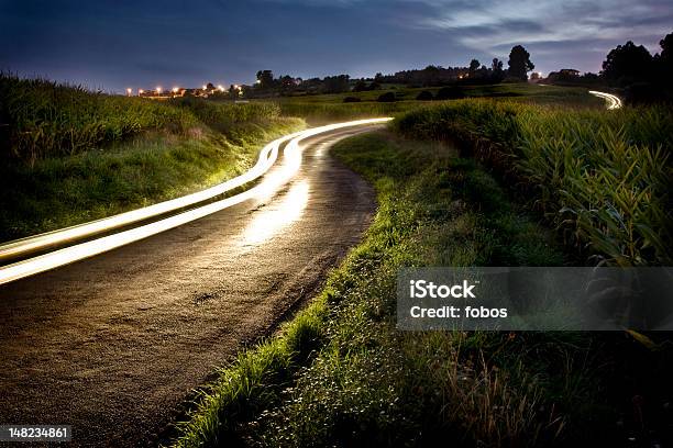 Rural Night Road Stock Photo - Download Image Now - Agricultural Field, Corn, Corn - Crop