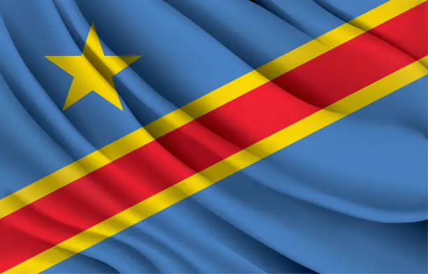 Vector illustration of democratic republik of the congo national flag waving realistic vector illustration