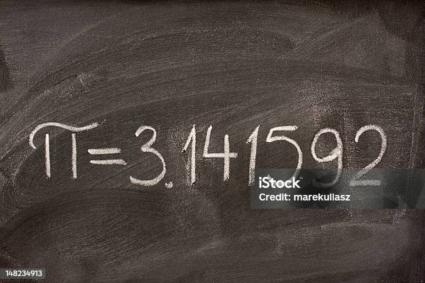 The Number Pi On A Blackboard Stock Photo - Download Image Now - Pi - Number, Decimal Point, Chalkboard - Visual Aid