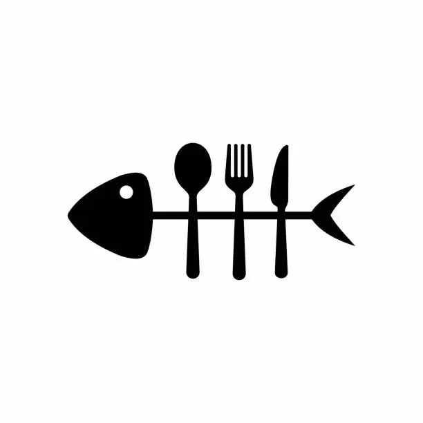 Vector illustration of fish food vector logo