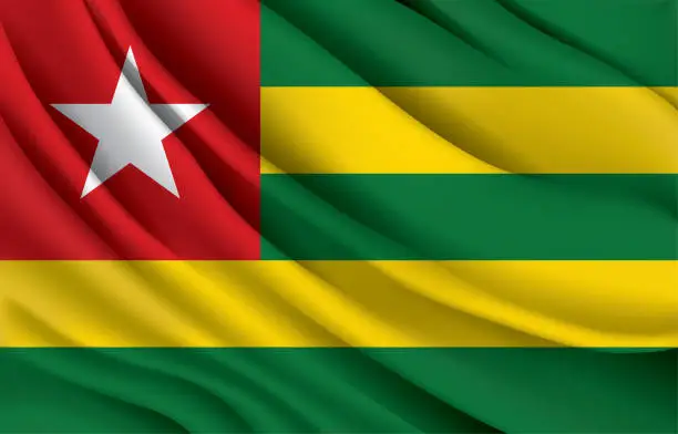 Vector illustration of togo national flag waving realistic vector illustration