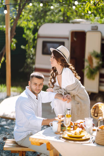 istock couple are resting in a trailer. 1482354812