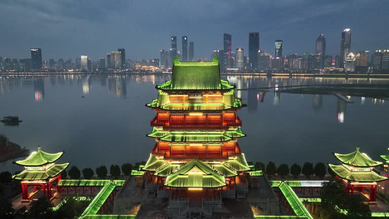 Aerial view of Tengwang Pavilion in Nanchang city,China