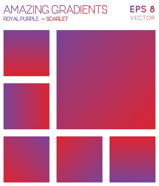Vector illustration of Colorful gradients in royal purple, scarlet color tones. Admirable gradient background, awesome vector illustration.