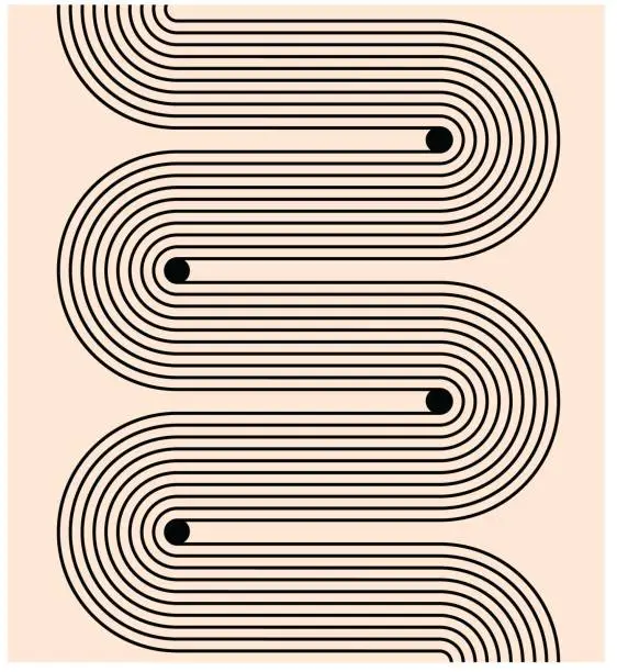 Vector illustration of Mid century modern minimalist vector print, Abstract boho aesthetic geometric shape