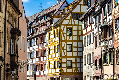 Historische Fachwerkhäuser in der Weissgerbergasse in Nürnberg