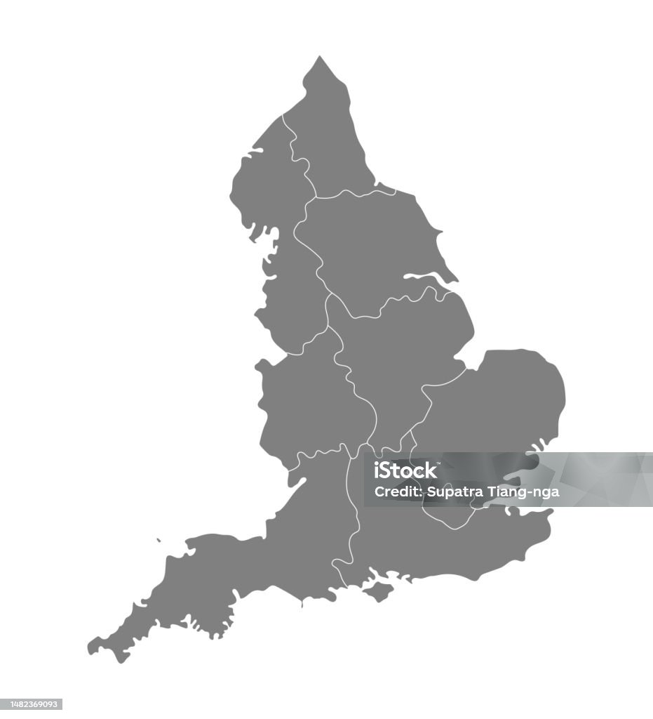 Gray Map England England Region Map Stock Illustration - Download Image Now - 2016, Art ...