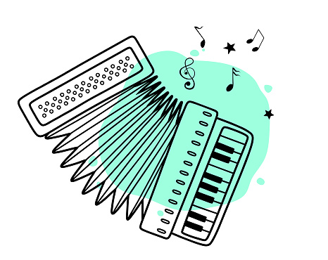 Hand drawn accordion  icon in doodle style