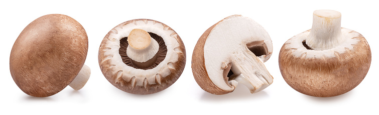 Fresh shiitake mushrooms on white background.