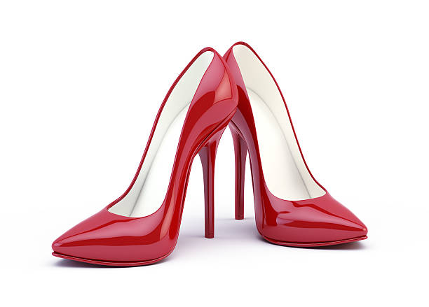 High Heels Shoes Pair of Glossy High Heels Shoes on white background women high heels stock pictures, royalty-free photos & images