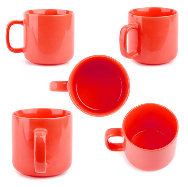istock Red cup for coffee and tea on a white background. 1482372983