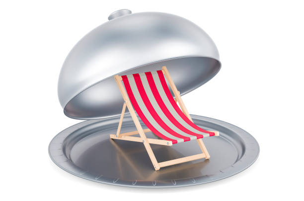 istock Restaurant cloche with Deckchair, 3D rendering 1482373580