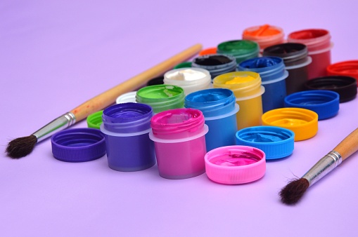 colored multicolor paints for artistic creativity of people