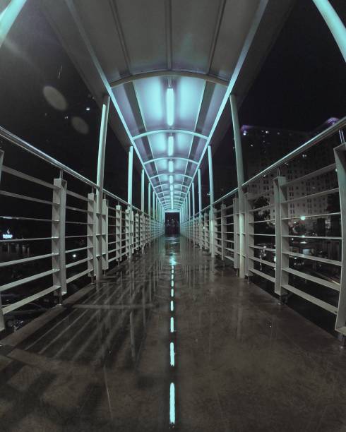 istock Pedestrian bridge at night with its beautiful lights 1482376671