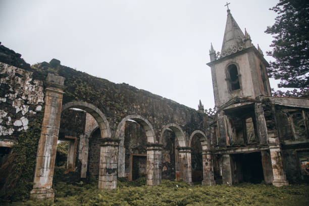 Abandoned Church (Igreja de São Mateus) in Faial, the Azores Abandoned Church (Igreja de São Mateus) in Faial, the Azores madalena stock pictures, royalty-free photos & images
