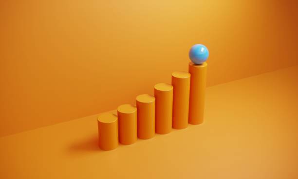istock Sphere on the top of growing graph 1482380542