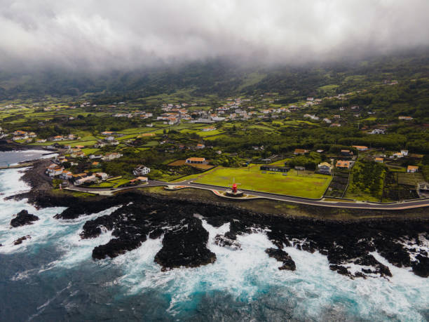Drone view of San Roque in Pico, the Azores Drone view of San Roque in Pico, the Azores madalena stock pictures, royalty-free photos & images