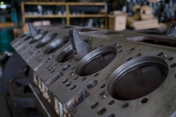 Blue collar worker work at machinery factory. Heavy industry and engineering concept.