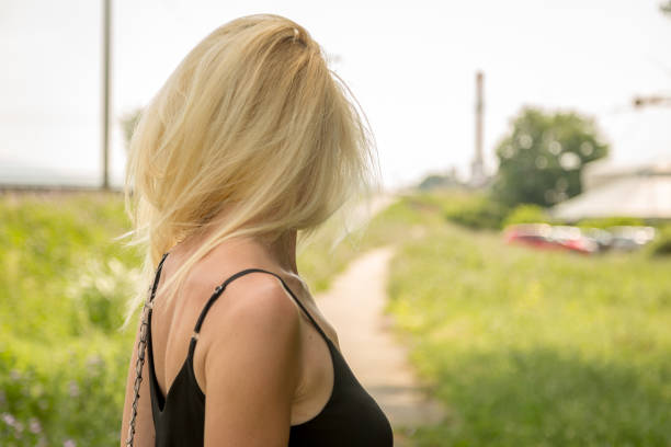 Woman in public park