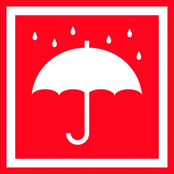 Vector illustration of Simple red sticker design of “Keep dry”