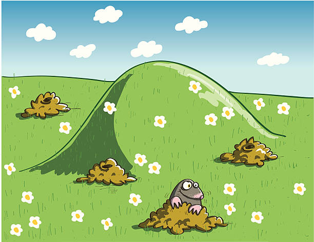 Mole and Molehills vector art illustration