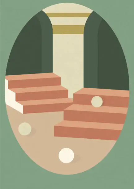 Vector illustration of Minimalistic architecture staircase elements poster illustration.