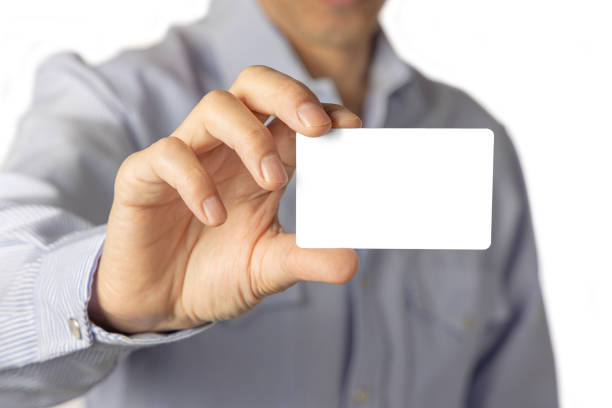 istock Close up of a man holding a blank card. Selective focus. 1482405473