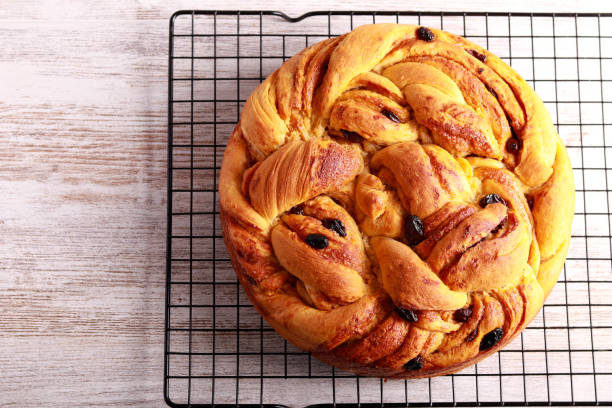 istock Twisted sweet bread with raisin 1482406684