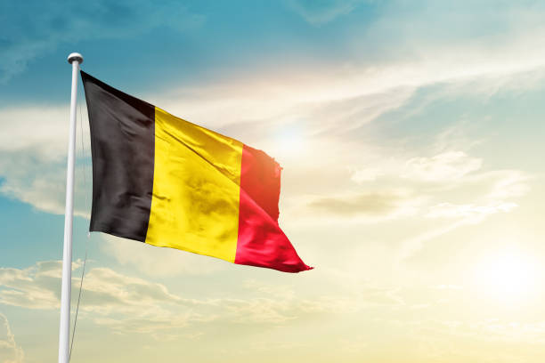 istock belgium waving flag on mast. 1482410549