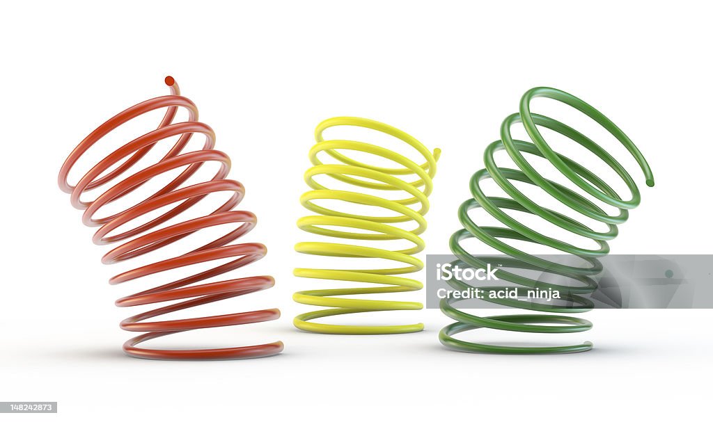 Colorful springs Colored plastic springs on a white background. Coiled Spring Stock Photo